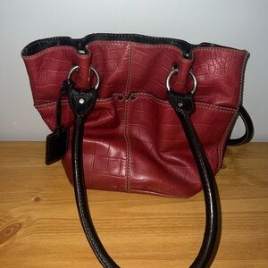 Red Leather Button Purse